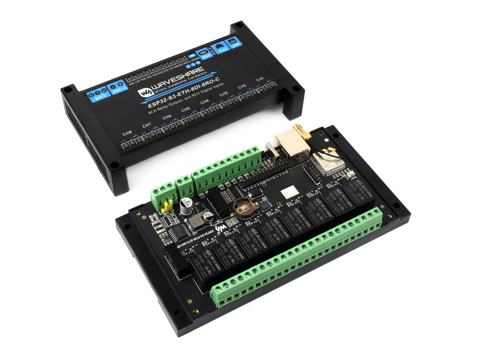 Esp32 S3 - อุตสาหกรรม 8-Channel ESP32-S3 โมดูลรีเลย์ WiFi,ออนบอร์ดแยกอินเทอร์เฟซ CAN,หลายวงจรป้องกันการแยก