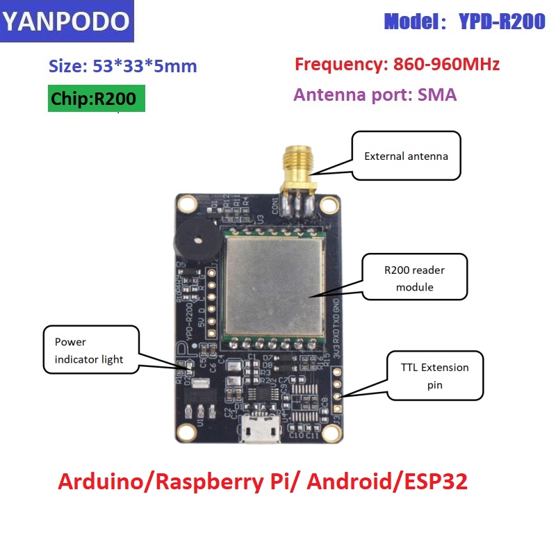 R200 ชิป UHF RFID รีดเดอร์ โมด - Esp32 Uart Module บทวิจารณ์และราคา