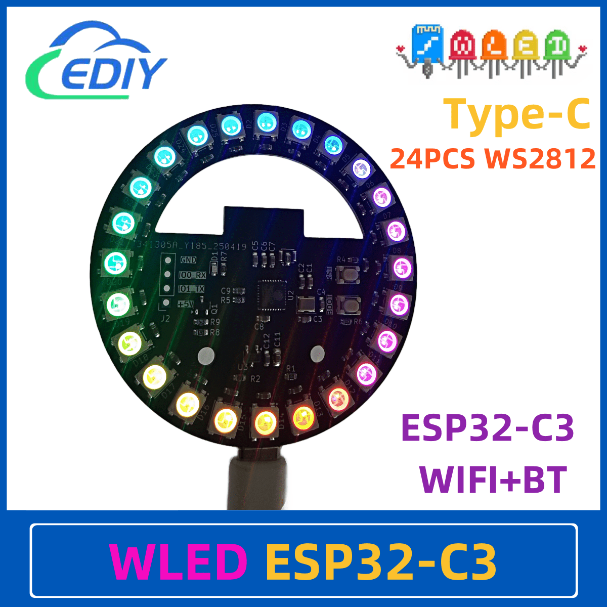 WLED ESP32-C3 บอร์ดพัฒนาวงกลมแ - Esp32 C3 บทวิจารณ์และราคา